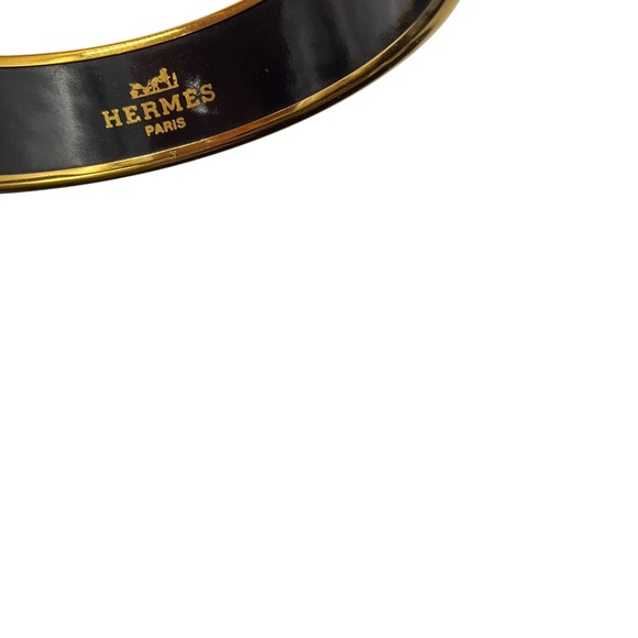 HERMES RED MULTI HORSE AND ELEPHANT PRINT ENAMEL WIDE BANGLE BRACELET - Picture 6 of 7